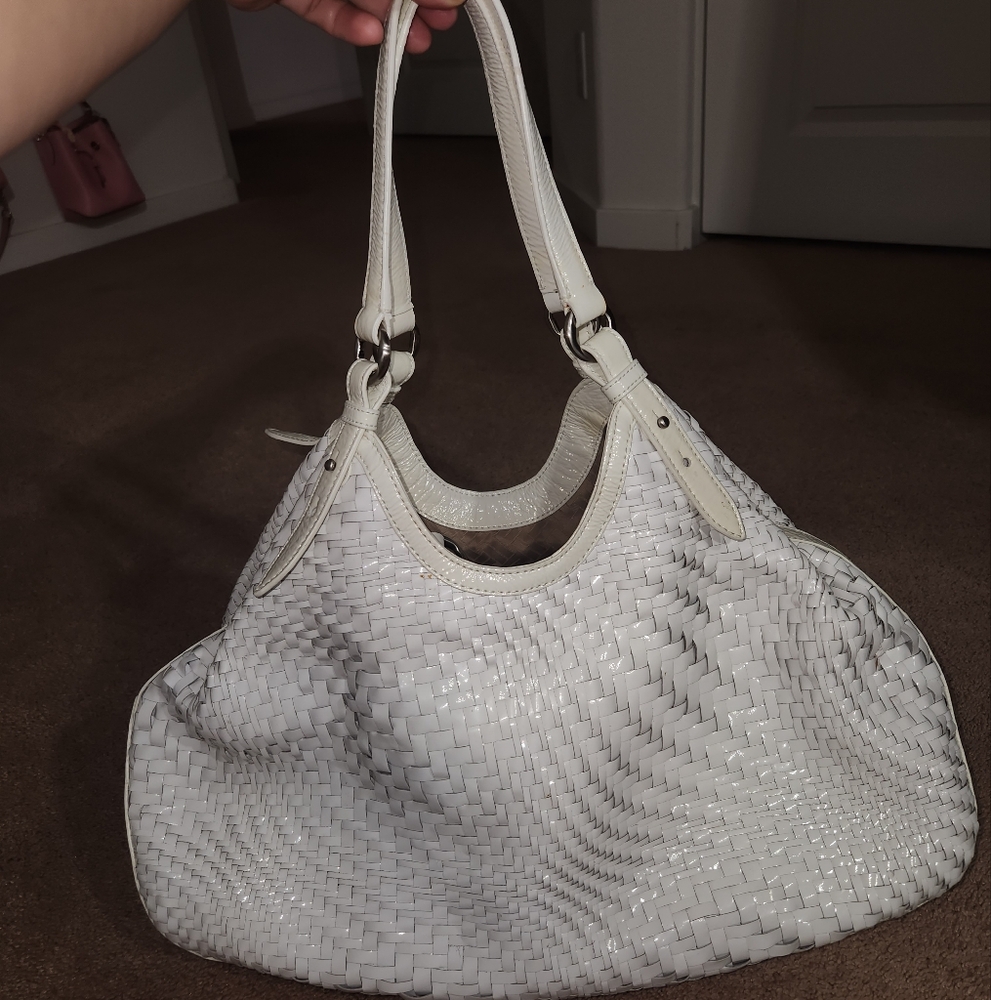 Cole HAAN white Weaved triangle Genevieve unit Tote Bag XL